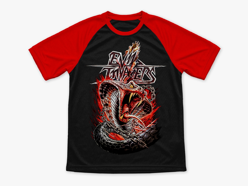 Snake Baseball Tee Black base / red sleeves