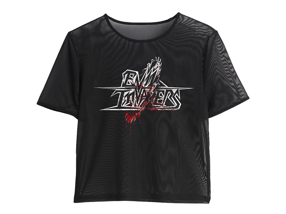 Sawblade logo Black Cropped Mesh Girlie